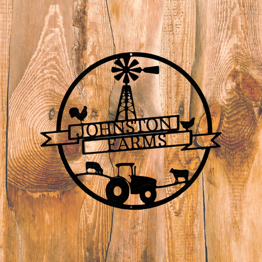 Farm Banner Monogram - Steel Sign, House Decor, Wall Art, Metal Signs, Metal Decorative Sign, Metal Monogram, Dining Room Wall Decor