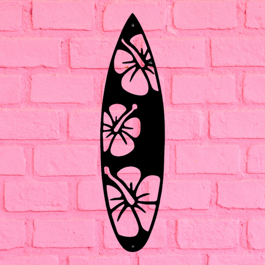 Surf Board Flowers - Steel Sign, House Decor, Wall Art, Outdoor Signs, Metal Signs, Metal Decorative Sign, Metal Monogram, Door Hanger