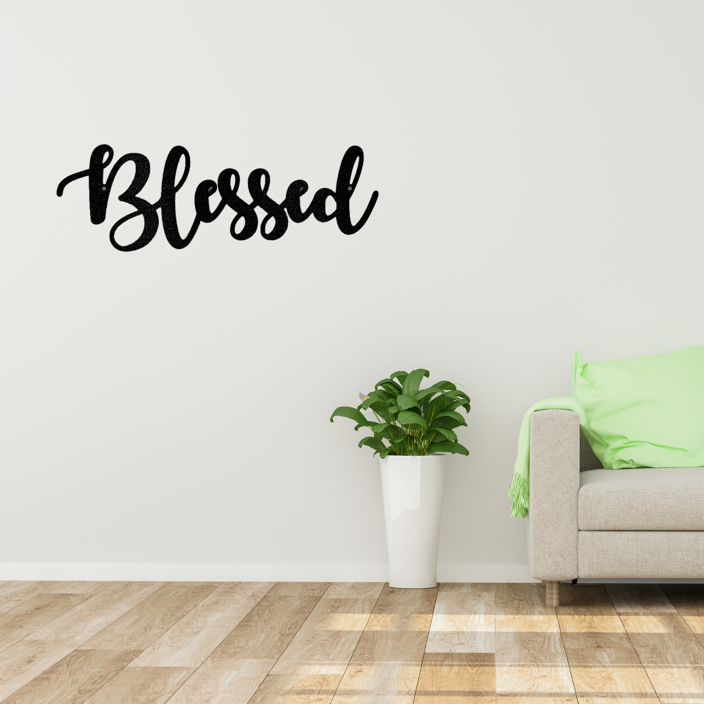 Blessed Script - Steel Sign, House Decor, Wall Art, Metal Signs, Metal Decorative Sign, Indoor Sign, Metal Monogram, Dining Room Wall Decor