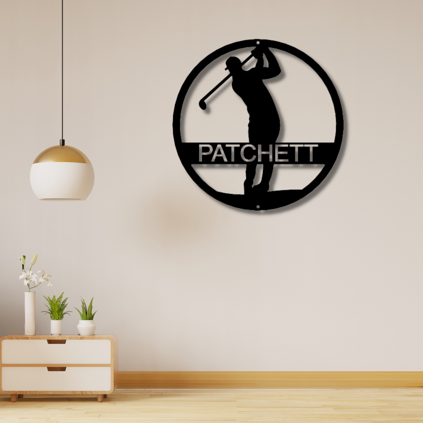 Golfer Monogram - Steel Sign, Outdoor Name Sign Metal, Steel Signs, Personalized Metal Wall Decor, House Decor, Wall Art, Outdoor Signs