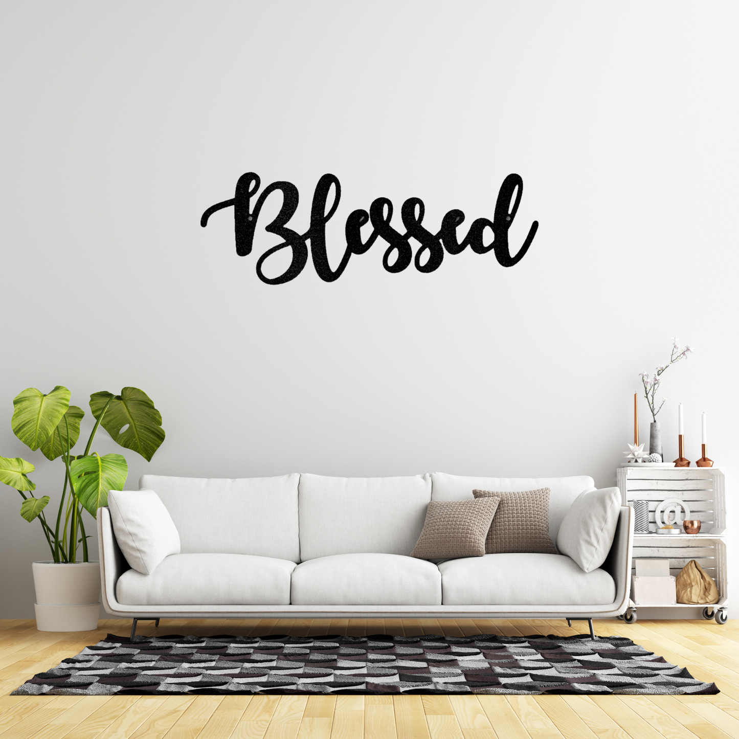 Blessed Script - Steel Sign, House Decor, Wall Art, Metal Signs, Metal Decorative Sign, Indoor Sign, Metal Monogram, Dining Room Wall Decor