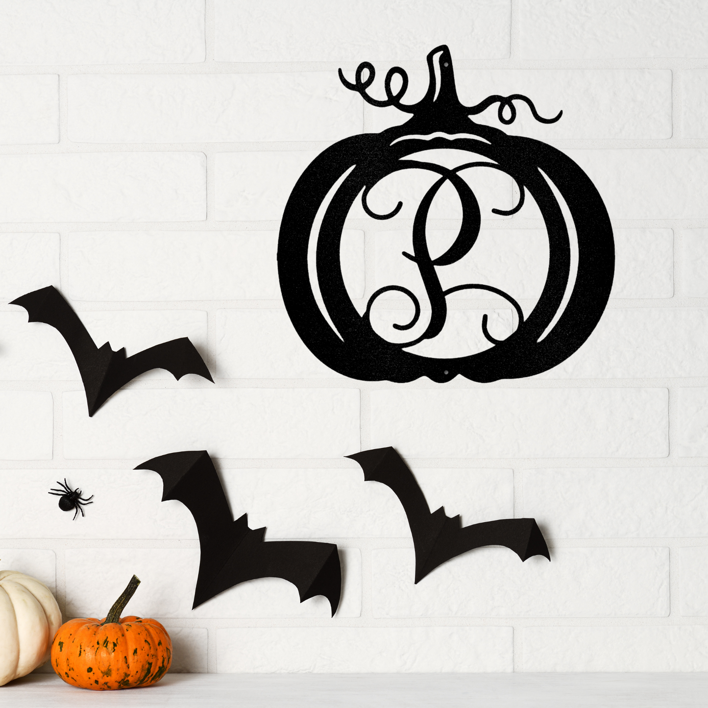 Pumpkin Initial Monogram - Steel Sign, House Decor, Wall Art, Metal Signs, Metal Decorative Sign, Metal Monogram, Halloween