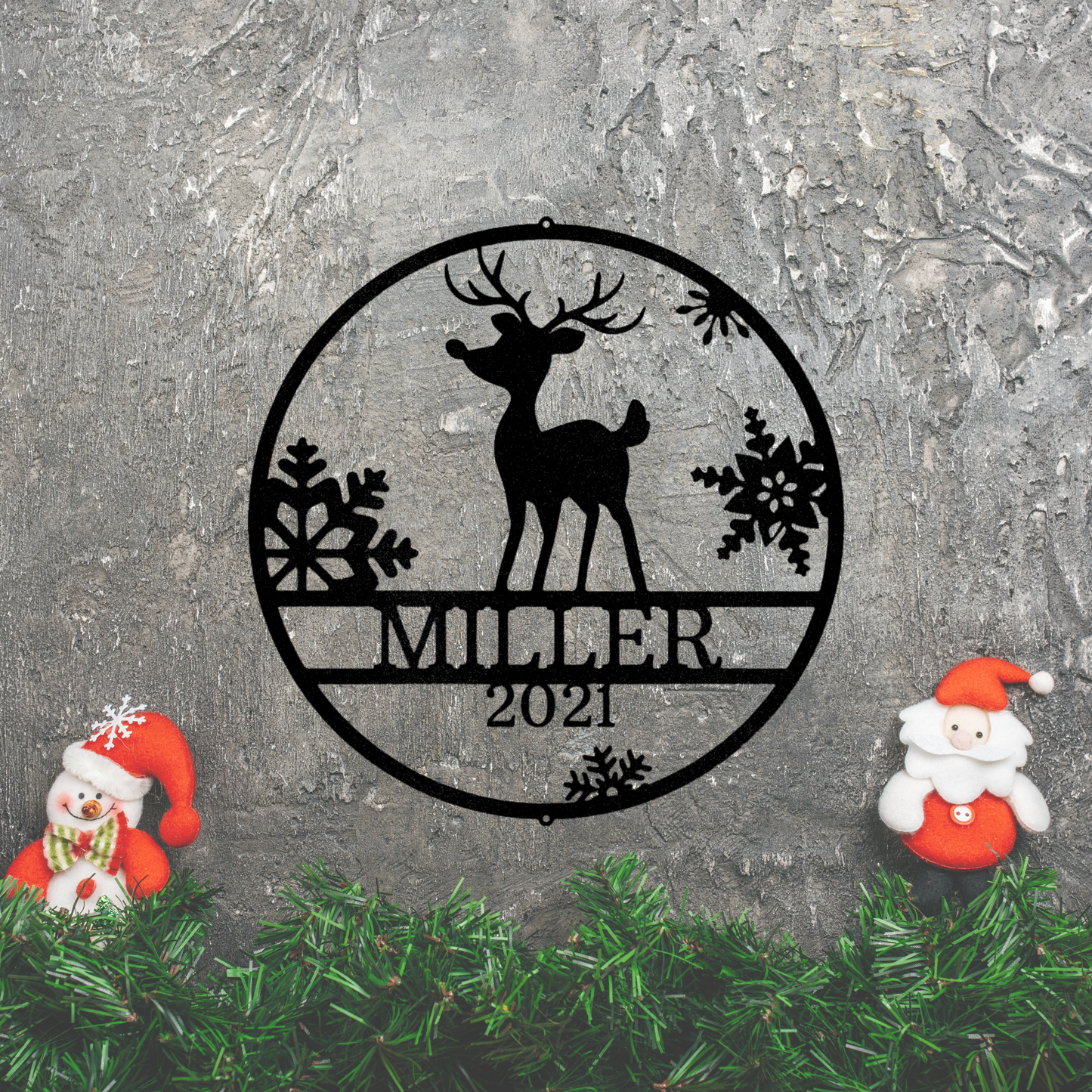 Rudolph's Monogram- Steel Sign, Merry Christmas, Metal Decorative Sign, Door Hanger, Outdoor Metal Sign, Dining Room Wall Decor
