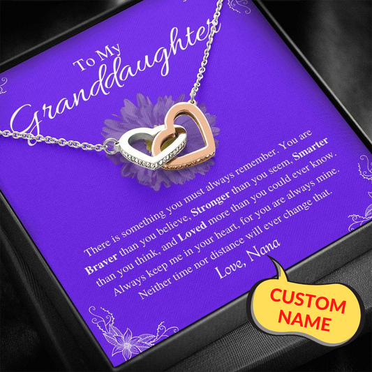 To My Granddaughter - Interlocking Hearts Necklace - Custom Name