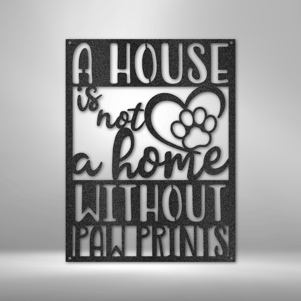 Home with Paw Prints - Steel Sign, Dog Monogram, Paw Metal Sign, House Decor, Metal Signs, Metal Decorative Sign, Monogram Wall Art