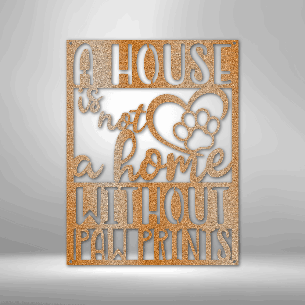 Home with Paw Prints - Steel Sign, Dog Monogram, Paw Metal Sign, House Decor, Metal Signs, Metal Decorative Sign, Monogram Wall Art