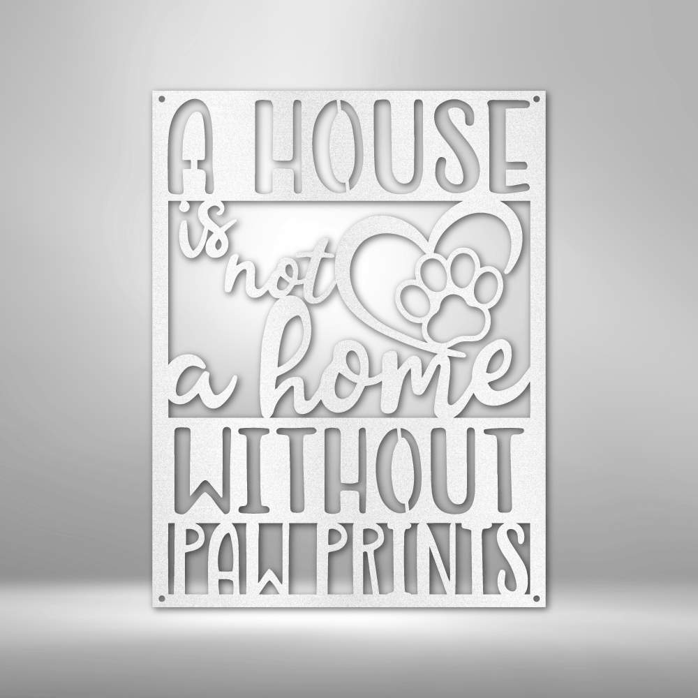 Home with Paw Prints - Steel Sign, Dog Monogram, Paw Metal Sign, House Decor, Metal Signs, Metal Decorative Sign, Monogram Wall Art