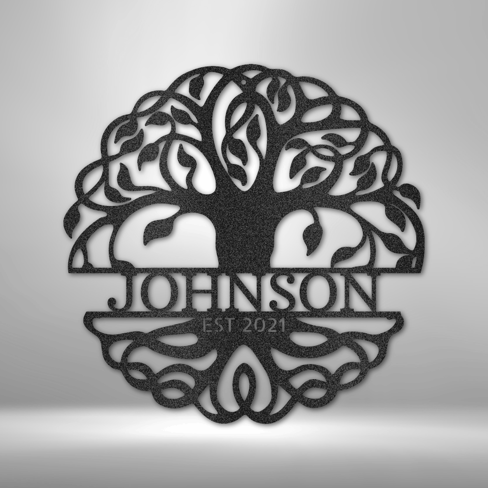 Fancy Tree of Life Monogram - Steel Sign, Personalized Metal Wall Decor, Family Name Sign, Metal Decorative Sign, Monogram Wall Art