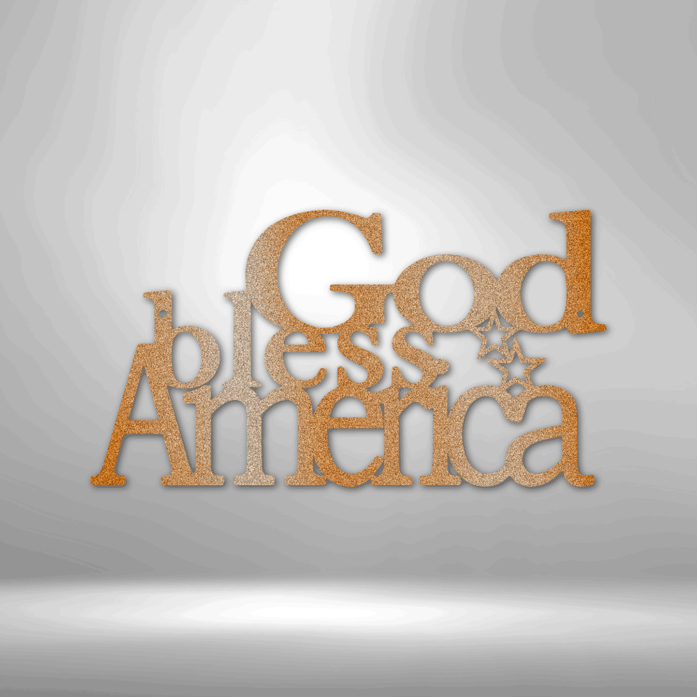 God Bless America - Steel Sign, House Decor, Wall Art, Metal Signs, Metal Decorative Sign, Indoor Sign, Metal Monogram, Dining Room Wall Decor