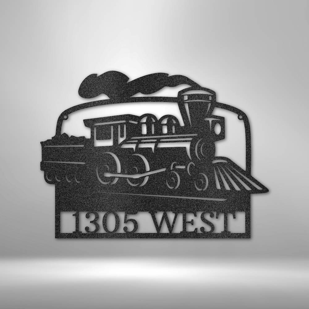 Coal Train Monogram - Steel Sign, Steel Signs, Address Sign, Personalized Metal Wall Decor, Outdoor Signs, Metal Decorative Sign