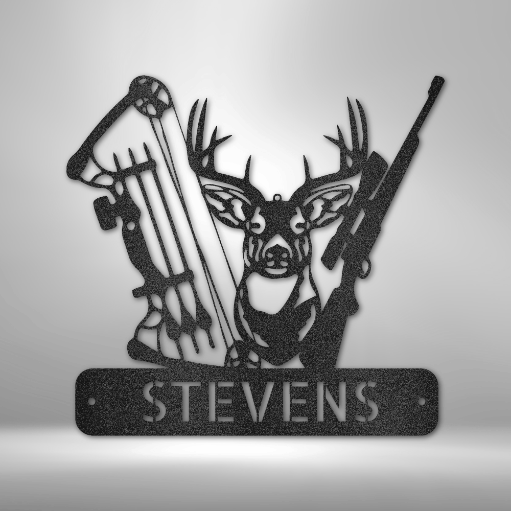 Deer Hunter Monogram - Steel Sign, Outdoor Signs, Metal Signs, Metal Decorative Sign, Metal Monogram, Monogram Wall Art, Door Hanger