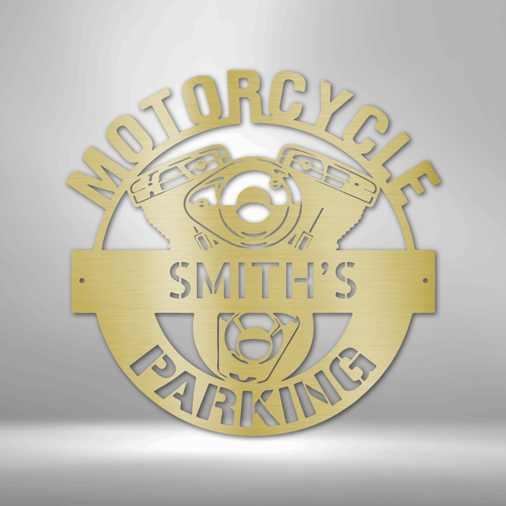 Motorcycle Parking Monogram - Steel Sign, House Decor, Wall Art, Outdoor Signs, Metal Signs, Metal Decorative Sign, Door Hanger, Monogram Wall Art