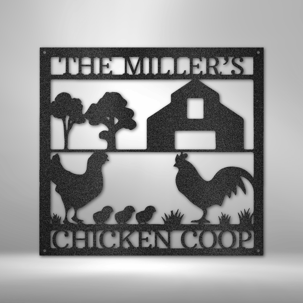 Chicken Coop Monogram - Steel Sign, House Decor, Wall Art, Outdoor Signs, Metal Signs, Metal Decorative Sign, Monogram Wall Art, Door Hanger