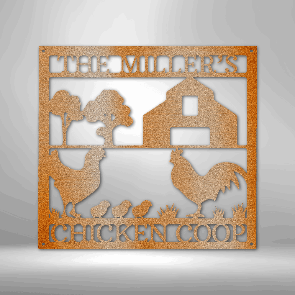 Chicken Coop Monogram - Steel Sign, House Decor, Wall Art, Outdoor Signs, Metal Signs, Metal Decorative Sign, Monogram Wall Art, Door Hanger