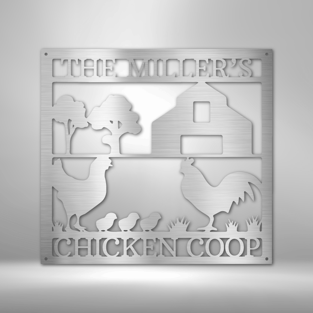 Chicken Coop Monogram - Steel Sign, House Decor, Wall Art, Outdoor Signs, Metal Signs, Metal Decorative Sign, Monogram Wall Art, Door Hanger