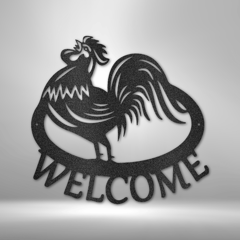 Welcome Rooster - Steel Sign, House Decor, Wall Art, Metal Signs, Metal Decorative Sign, Metal Monogram, Dining Room Wall Decor