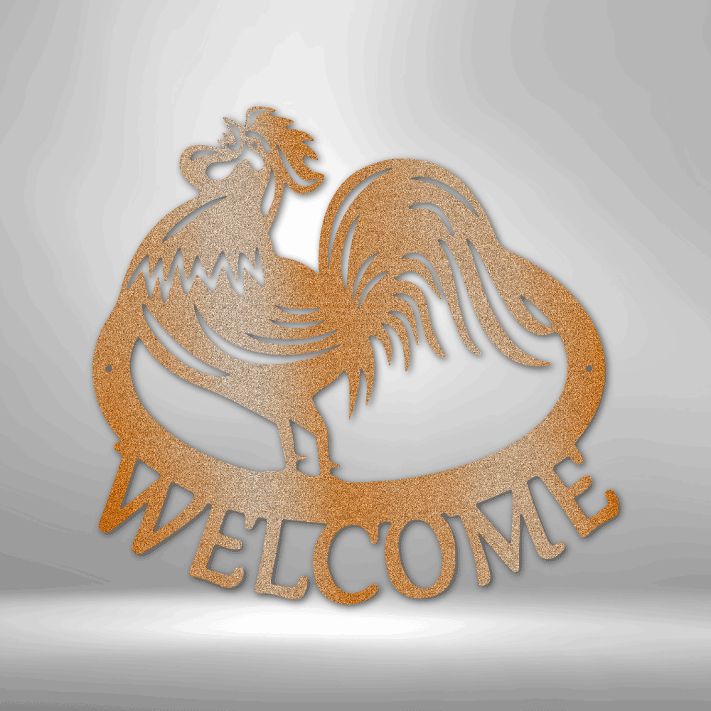 Welcome Rooster - Steel Sign, House Decor, Wall Art, Metal Signs, Metal Decorative Sign, Metal Monogram, Dining Room Wall Decor