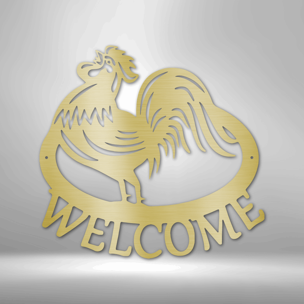 Welcome Rooster - Steel Sign, House Decor, Wall Art, Metal Signs, Metal Decorative Sign, Metal Monogram, Dining Room Wall Decor