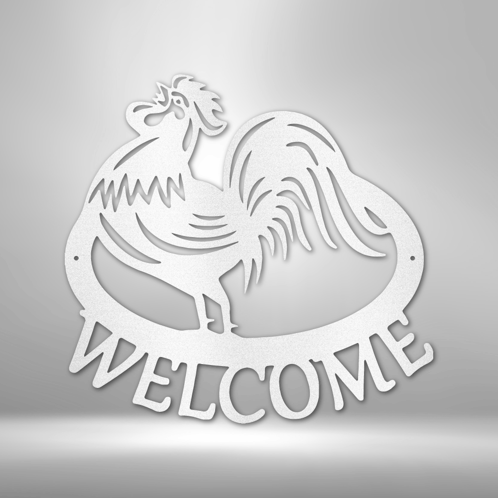 Welcome Rooster - Steel Sign, House Decor, Wall Art, Metal Signs, Metal Decorative Sign, Metal Monogram, Dining Room Wall Decor