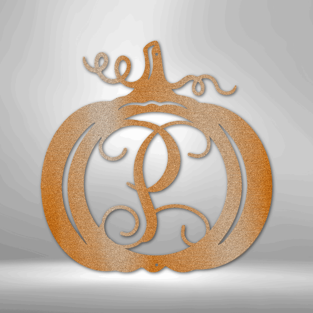 Pumpkin Initial Monogram - Steel Sign, House Decor, Wall Art, Metal Signs, Metal Decorative Sign, Metal Monogram, Halloween