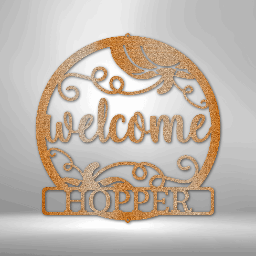 Welcome Fall Monogram - Steel Sign, Merry Christmas, Metal Decorative Sign, Door Hanger, Outdoor Metal Sign, Dining Room Wall Decor