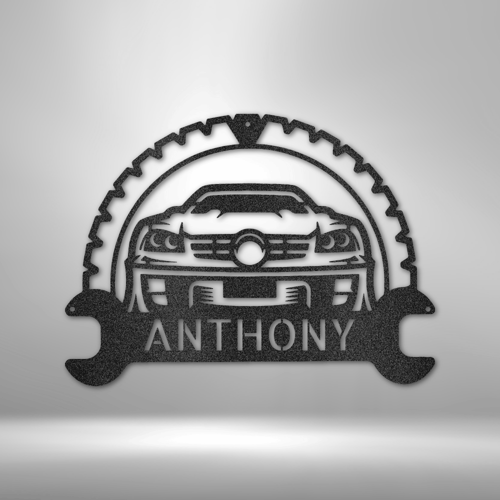 Classic Car Monogram - Steel Sign, Personalized Metal Wall Decor, Wall Art, Metal Signs, Metal Monogram, Business Metal Signs