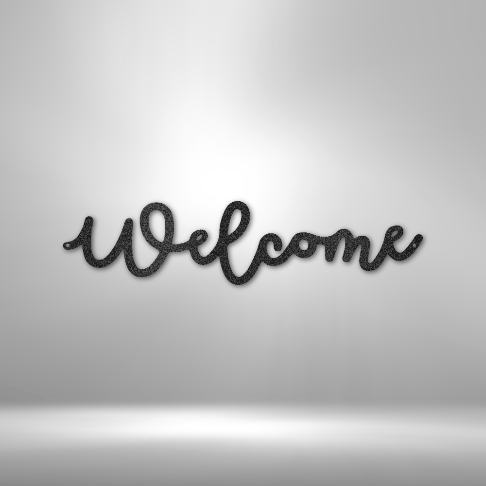 Welcome Script - Steel Sign, Metal Monogram, House Decor, Wall Art, Metal Signs, Metal Decorative Signs, Door Hanger, Monogram Wall Art