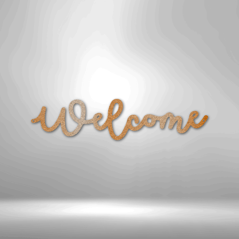 Welcome Script - Steel Sign, Metal Monogram, House Decor, Wall Art, Metal Signs, Metal Decorative Signs, Door Hanger, Monogram Wall Art