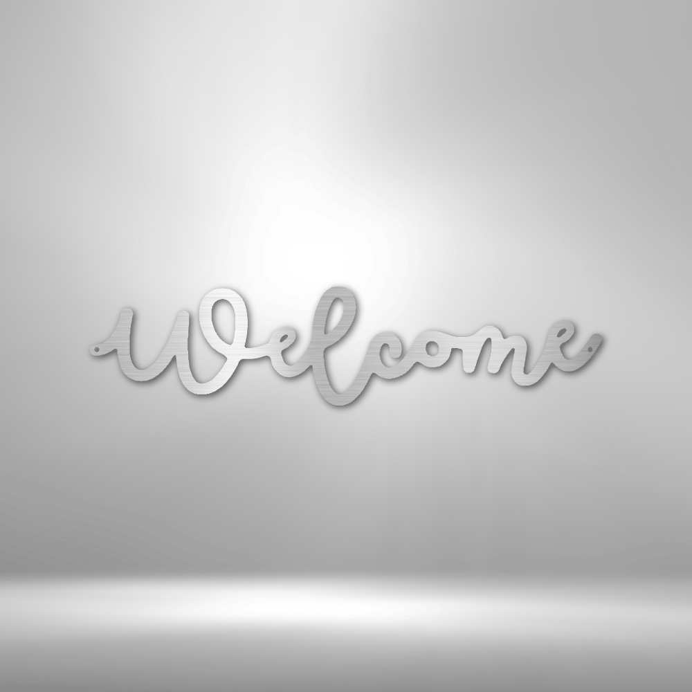 Welcome Script - Steel Sign, Metal Monogram, House Decor, Wall Art, Metal Signs, Metal Decorative Signs, Door Hanger, Monogram Wall Art