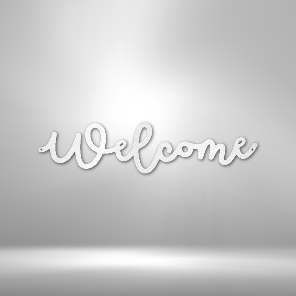 Welcome Script - Steel Sign, Metal Monogram, House Decor, Wall Art, Metal Signs, Metal Decorative Signs, Door Hanger, Monogram Wall Art