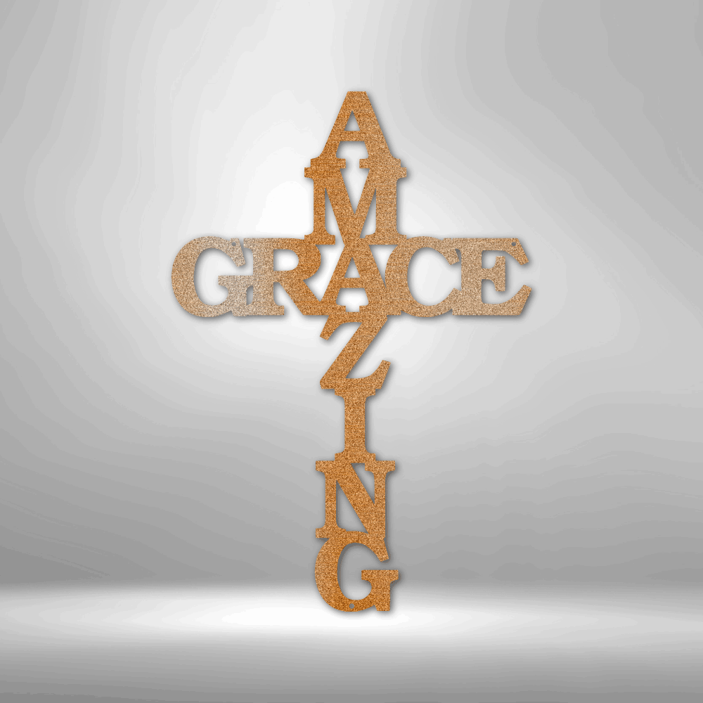 Amazing Grace Cross - Steel Sign, Family Name Sign, House Decor, Wall Art, Metal Signs, Metal Decorative Sign, Metal Monogram