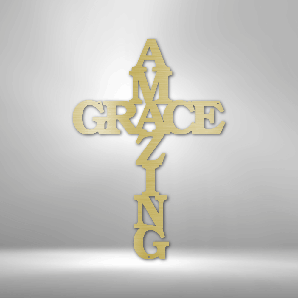 Amazing Grace Cross - Steel Sign, Family Name Sign, House Decor, Wall Art, Metal Signs, Metal Decorative Sign, Metal Monogram