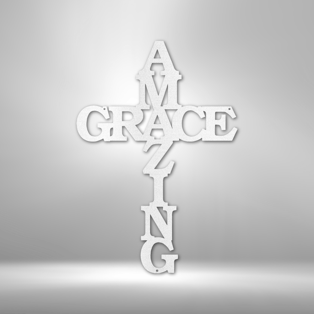 Amazing Grace Cross - Steel Sign, Family Name Sign, House Decor, Wall Art, Metal Signs, Metal Decorative Sign, Metal Monogram