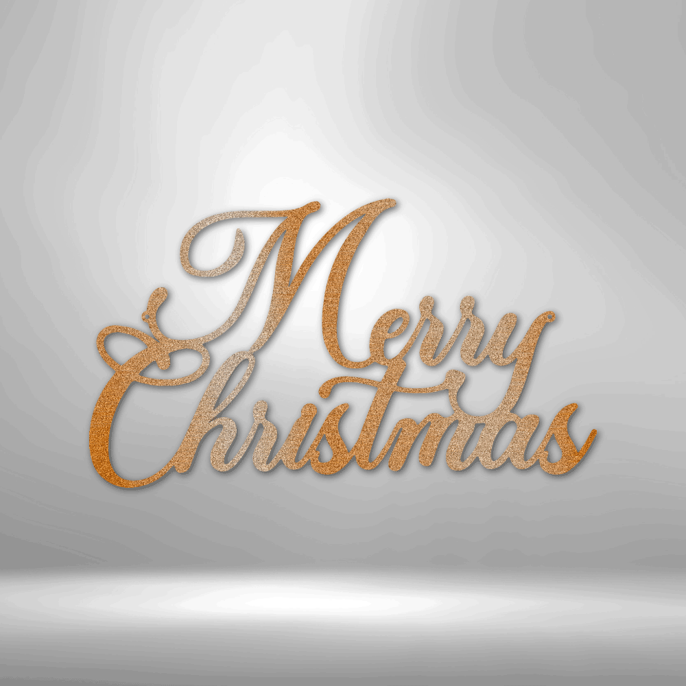 Merry Christmas Script - Steel Sign, Wall Art, Metal Signs, Metal Decorative Sign, Metal Monogram, Door Hanger, Monogram Wall Art