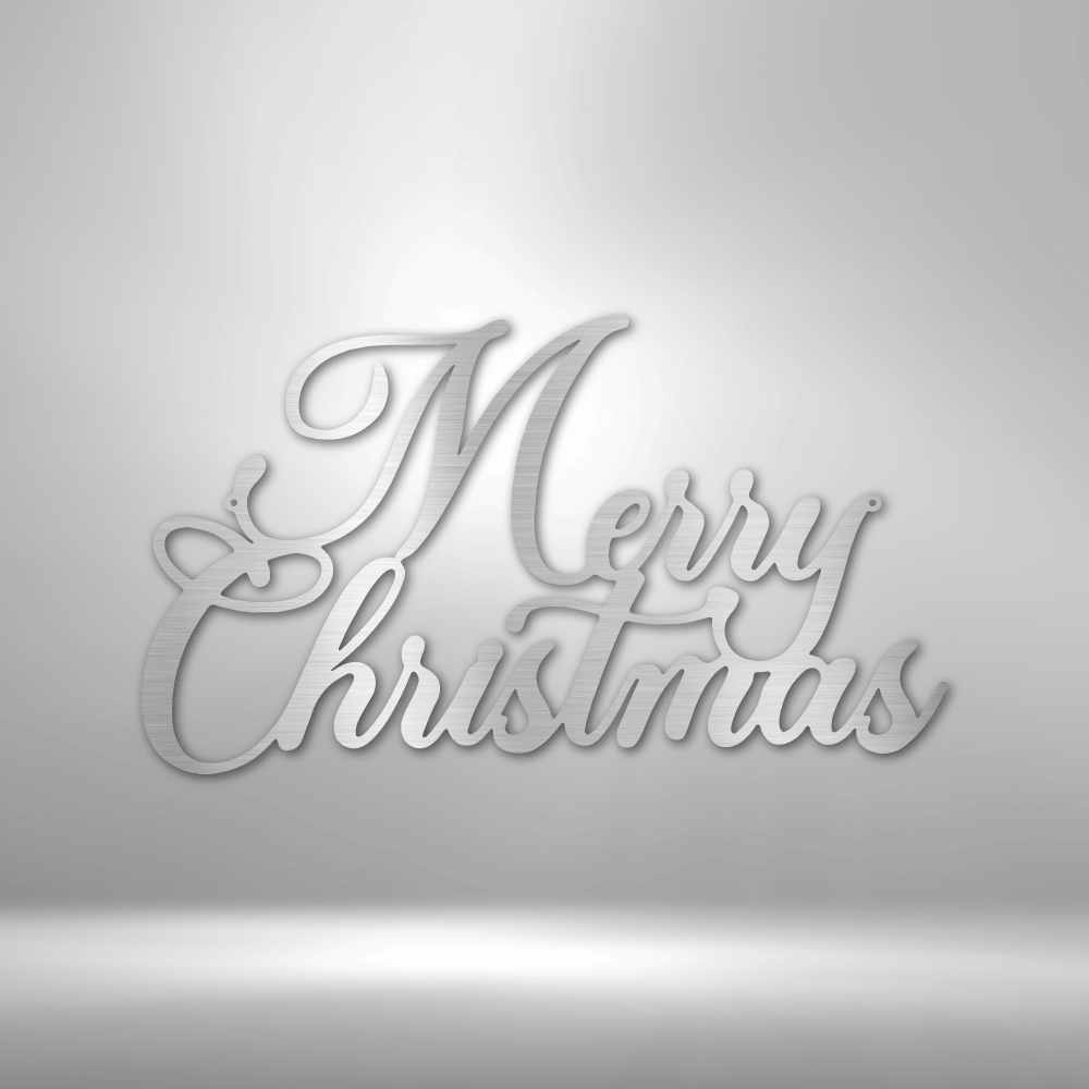 Merry Christmas Script - Steel Sign, Wall Art, Metal Signs, Metal Decorative Sign, Metal Monogram, Door Hanger, Monogram Wall Art