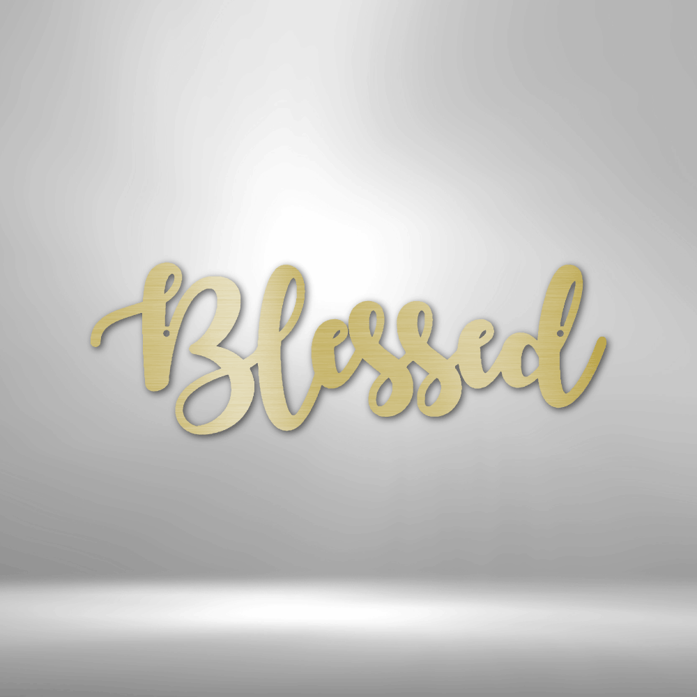 Blessed Script - Steel Sign, House Decor, Wall Art, Metal Signs, Metal Decorative Sign, Indoor Sign, Metal Monogram, Dining Room Wall Decor