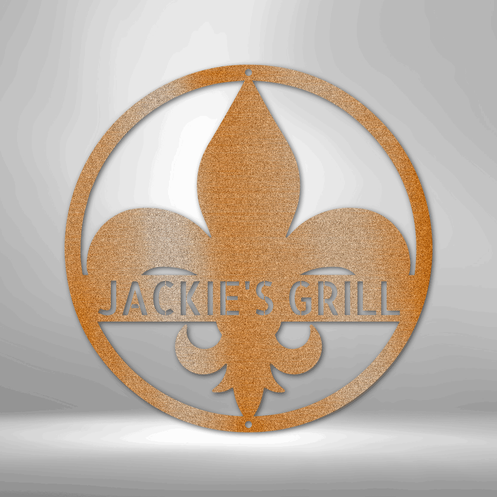 Fleur De Lis Monogram - Steel Signs, Business Metal Signs Personalized, Metal Monogram, Personalized Metal Wall Decor, Wall Art, Indoor Sign