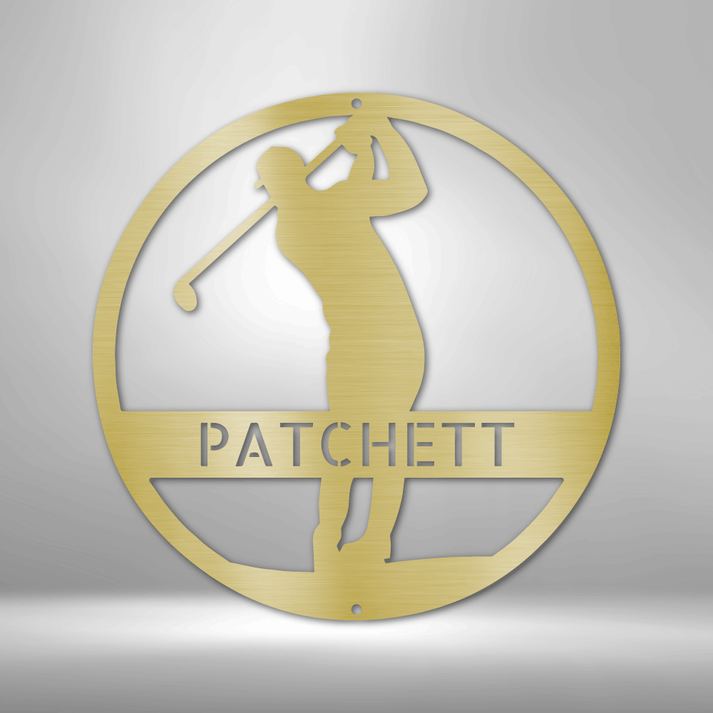 Golfer Monogram - Steel Sign, Outdoor Name Sign Metal, Steel Signs, Personalized Metal Wall Decor, House Decor, Wall Art, Outdoor Signs