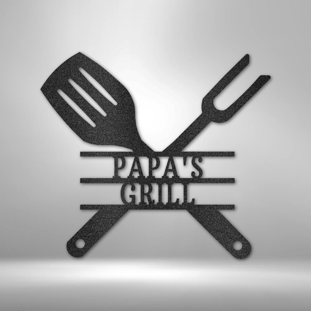 Grilling Utensils - Steel Sign, Personalized Grill Sign, Wedding Gift, Grilling Gifts, Family Name Sign, Outdoor Name Sign, Gift For Dad