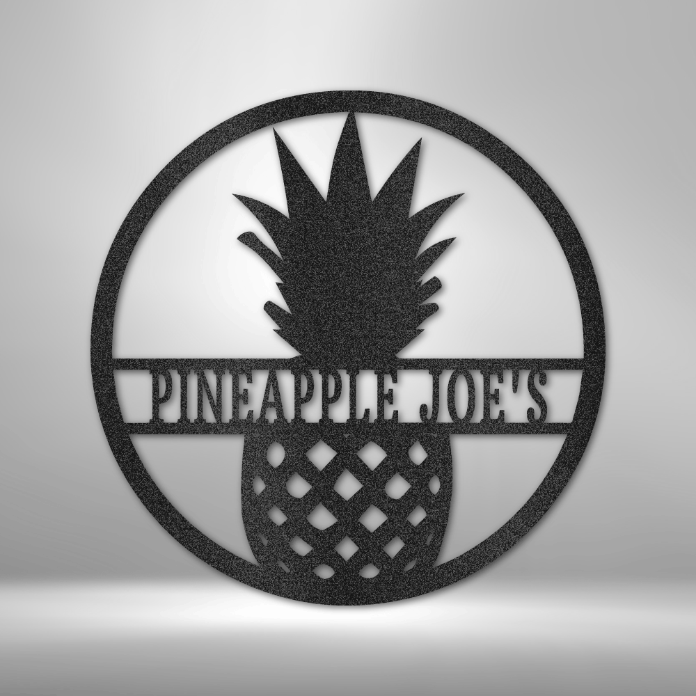 Pineapple Monogram - Steel Sign, Business Metal Signs Personalized, Metal Monogram, Door Hanger, Monogram Wall Art, Metal Wall Decor