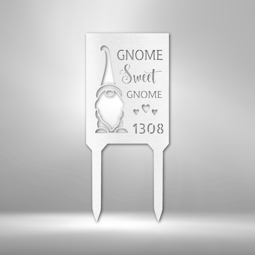 Gnome Home - Steel Stake, Outdoor Name Sign Metal, Steel Signs, Personalized Metal Wall Decor, House Decor, Wall Art, Outdoor Signs