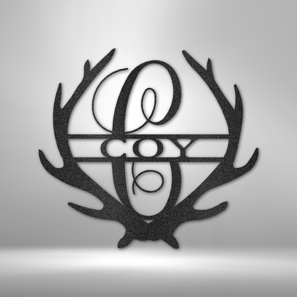 Antler Monogram - Steel Sign, Personalized Metal Steel Sign, Tree of Life Sign, Last Name Front Porch Sign, Housewarming gift, Wedding Gift