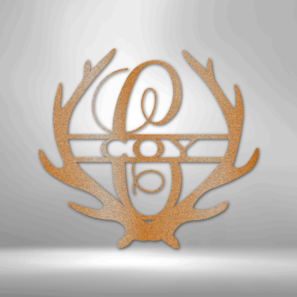 Antler Monogram - Steel Sign, Personalized Metal Steel Sign, Tree of Life Sign, Last Name Front Porch Sign, Housewarming gift, Wedding Gift