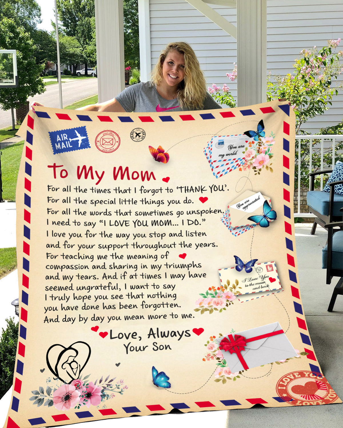 Mom - Giant Post Card Blanket - From Son