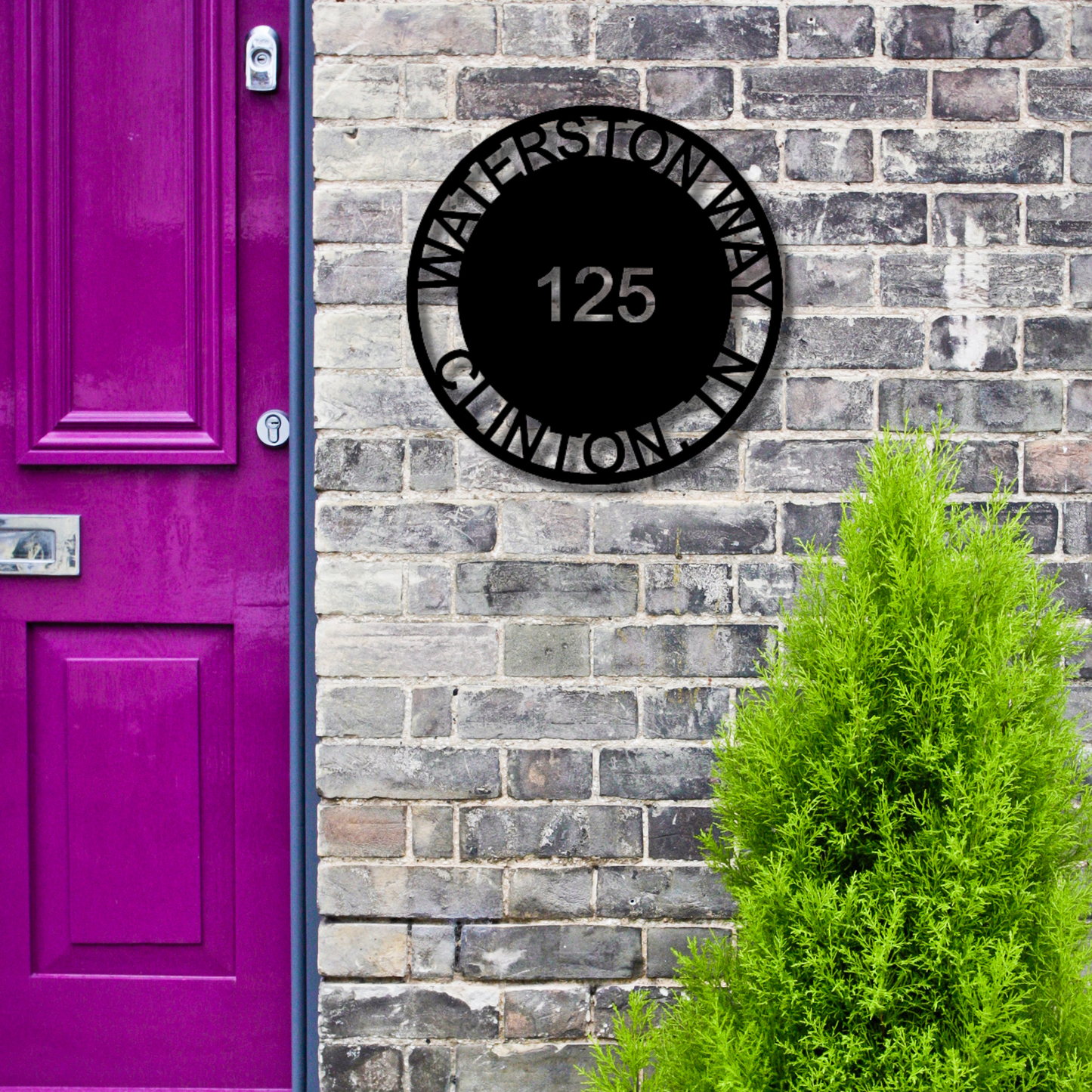 Bold Circle Address - Steel Sign, Address Monogram, Metal Monogram Sign, Housewarming Gift, Door Hanger, Custom Sign