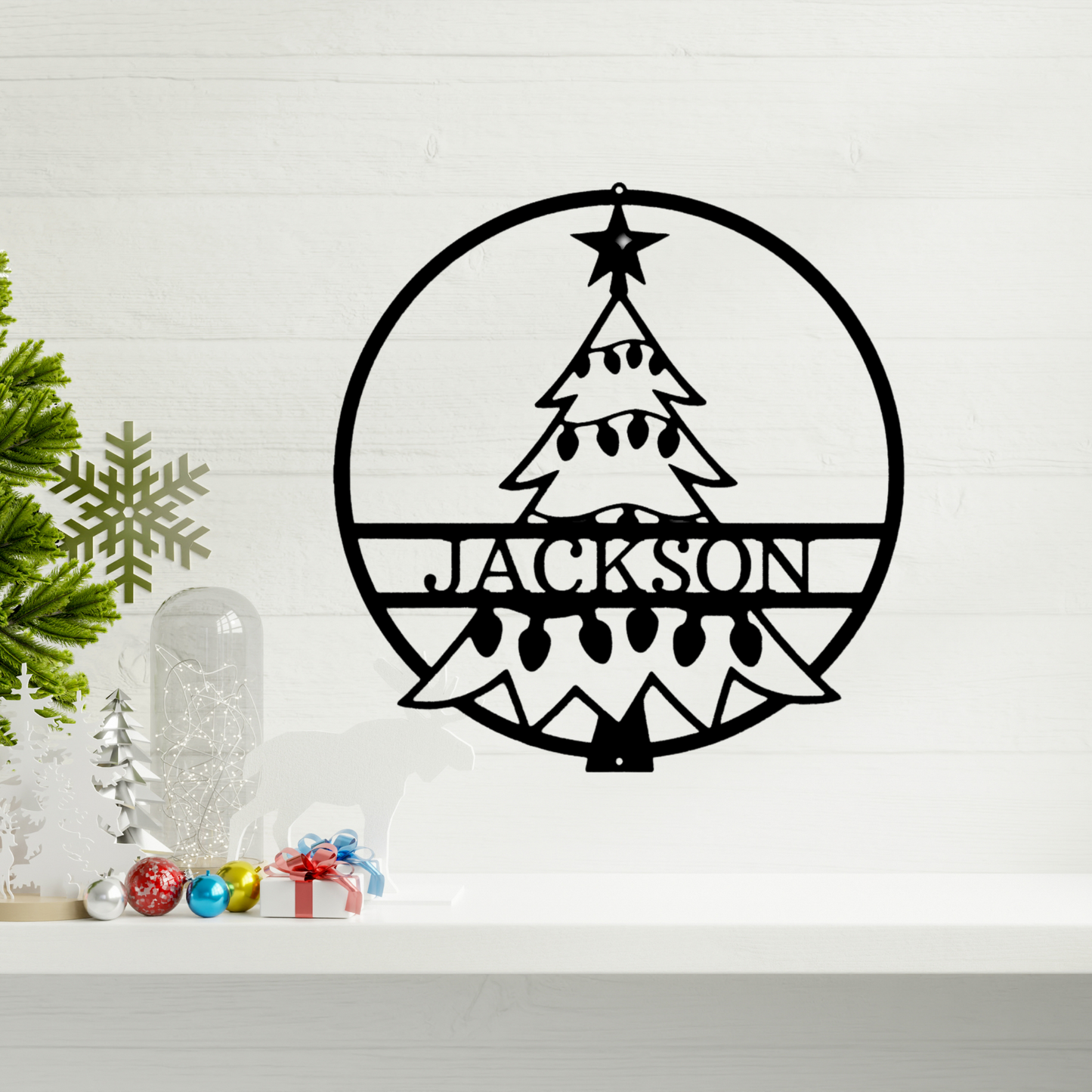 Christmas Tree Monogram - Steel Sign, House Decor, Wall Art, Metal Signs, Metal Decorative Sign, Metal Monogram, Dining Room Wall Decor