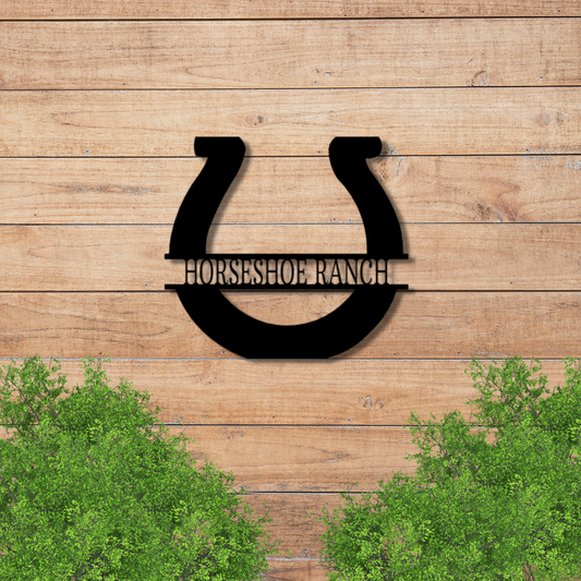 Simple Horseshoe Monogram - Steel Sign,  Personalized Metal Sign, Wedding Gifts, Family Name Sign, Outdoor Sign, Farmhouse Decor