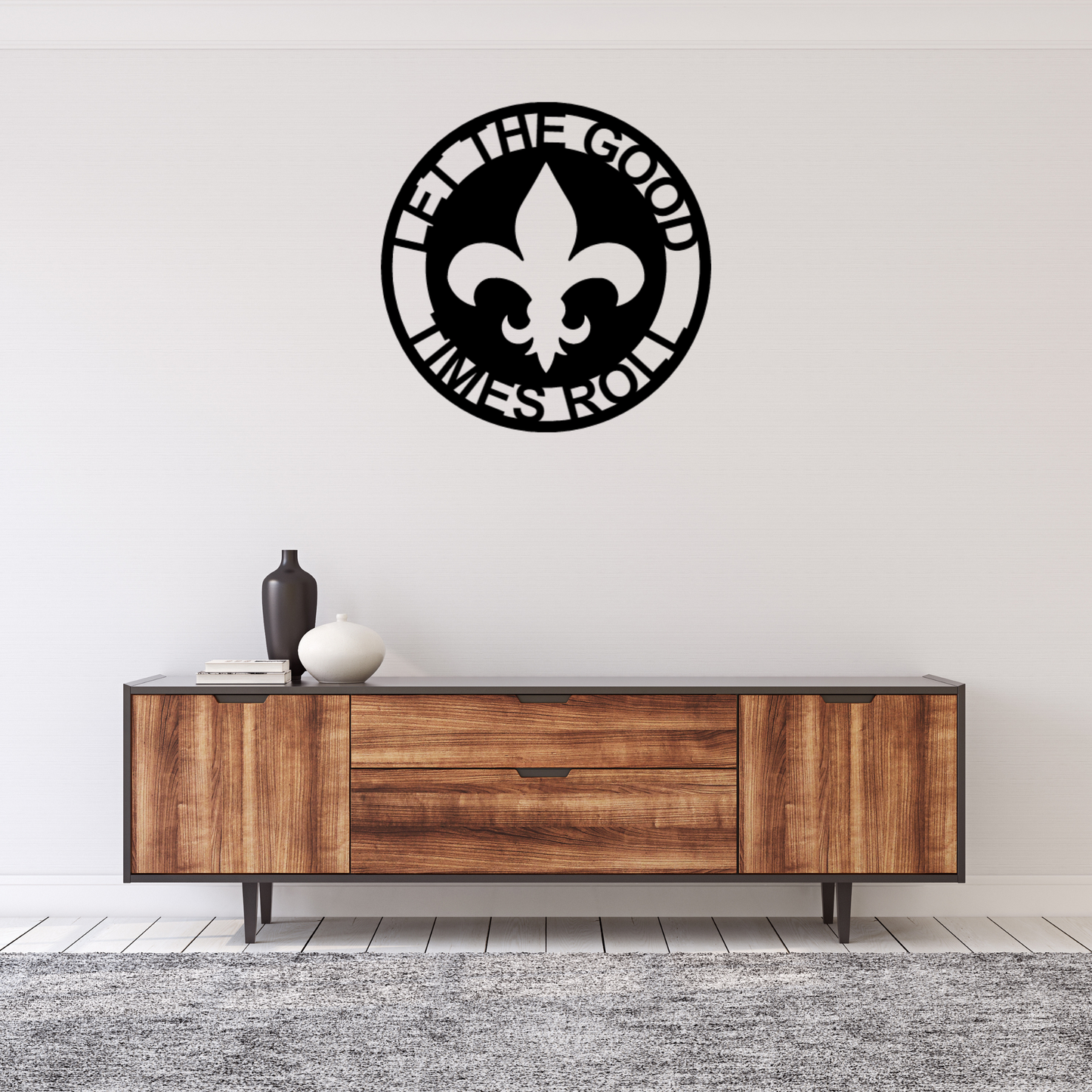 Fleur De Lis Ring Monogram - Steel Sign, Dining Room Wall Decor - Outdoor Signs, Indoor Sign, House Decor, Wall Art, Metal Signs, Metal Decorative Sign, Wall Signs For Living Room