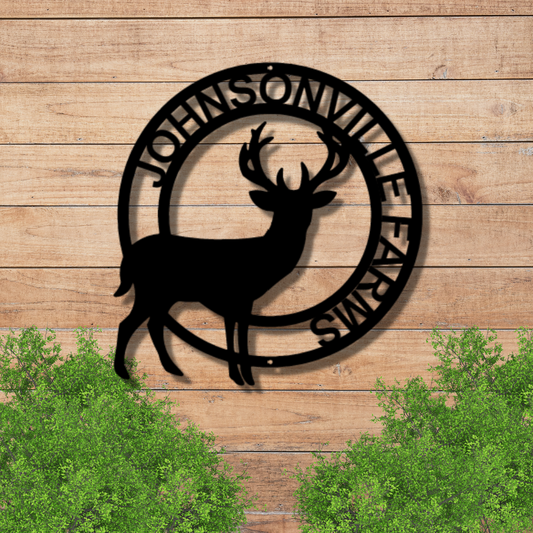 Stag Monogram - Steel Sign, Business Metal Signs Personalized, Metal Monogram, Personalized Metal Wall Decor, Outdoor Signs, Wall Art