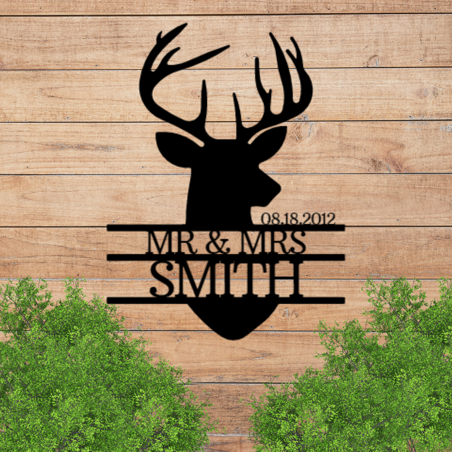 Deer Head Monogram - Steel Sign, Personalized Deer Head Monogram Wedding Gift, Steel Sign Family Name Metal Sign, Metal Family Sign